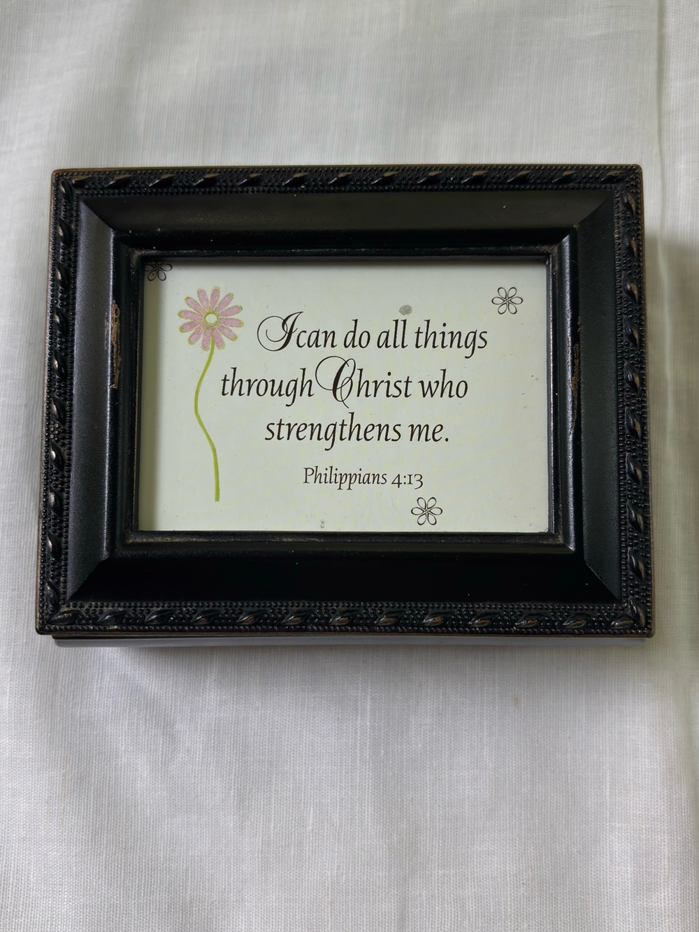 Vintage Decorative Black Keepake Jewelry Box with Picture Frame
